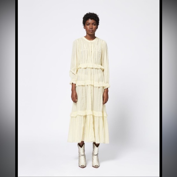 EUC Isabel marant étoile ABONI EMBROIDERED COTTON-VOILE MAXI DRESS NO FLAWS - Picture 4 of 8